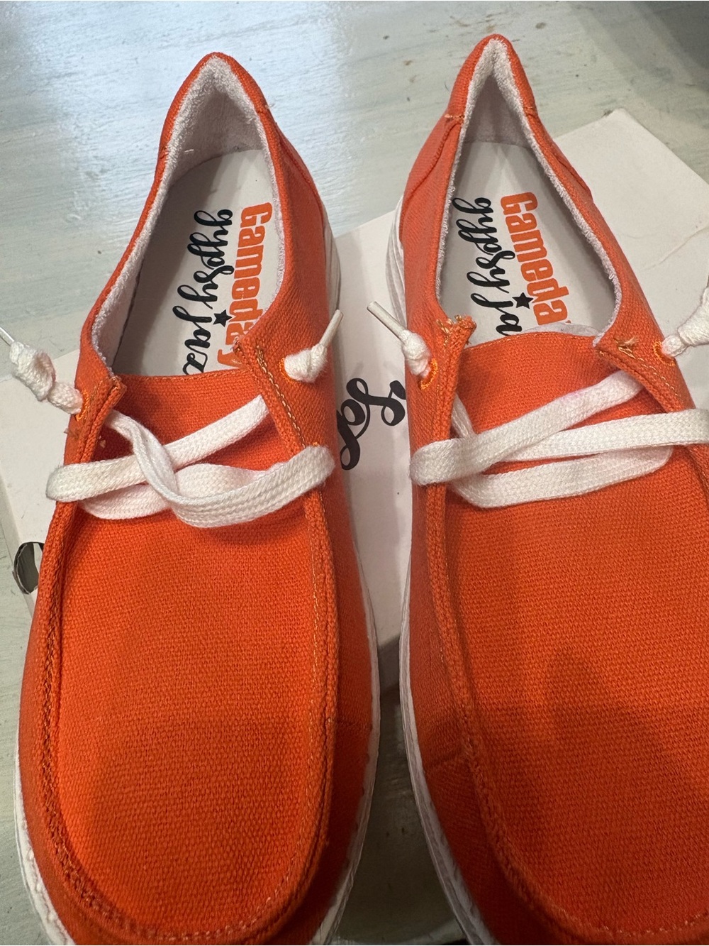 Gypsy Jazz Orange Canvas Sneakers with White Laces
